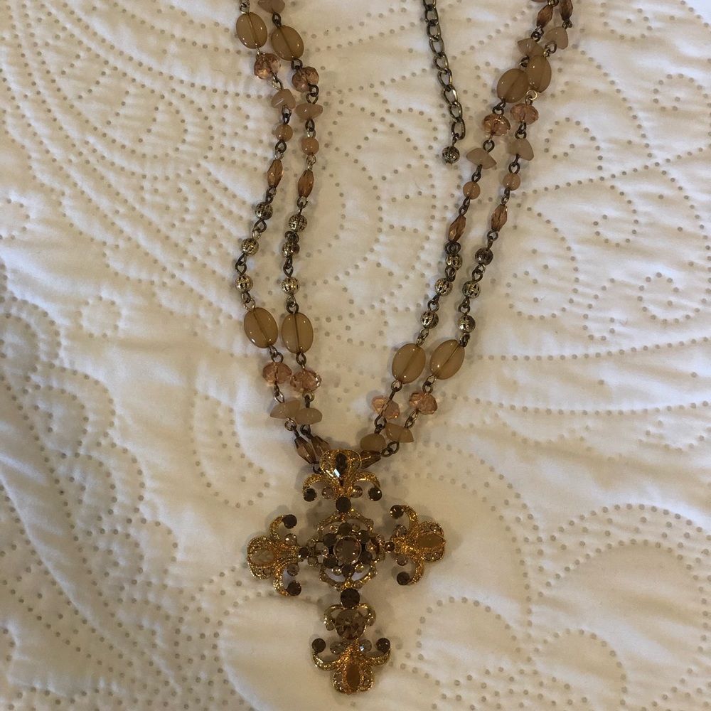 Flier de lis cross necklace